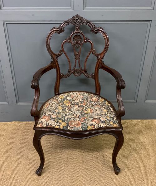 Victorian Carved Mahogany Armchair