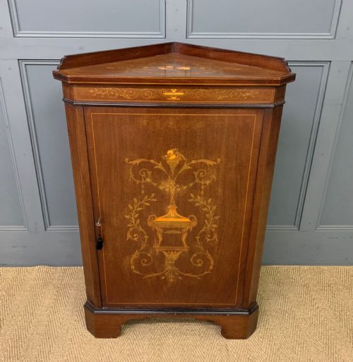 Inlaid Mahogany Corner Cupboard