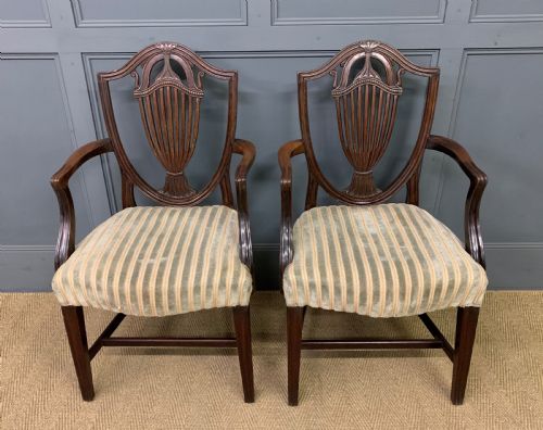 Pair of Georgian Mahogany Shield Back Armchairs