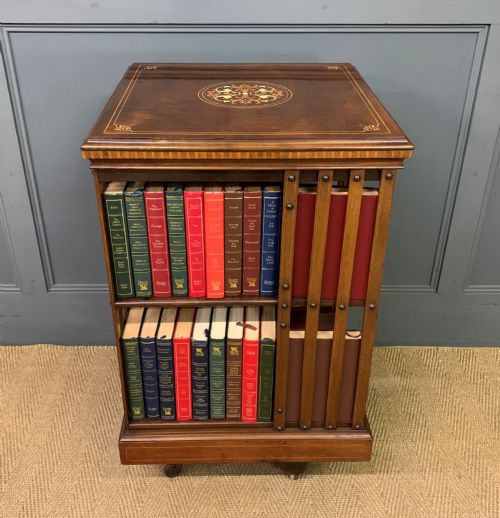 Edwardian Inlaid Revolving Bookcase by Maple and Co.