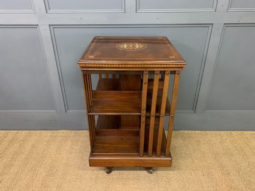 fig 1. Edwardian Inlaid Revolving Bookcase by Maple and Co.