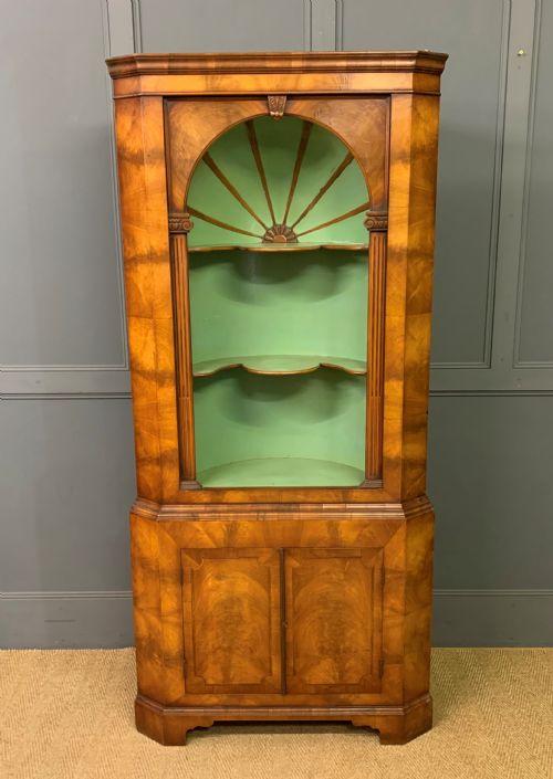 Burr Walnut Corner Cupboard