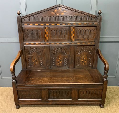 19th Century Oak High Back Settle