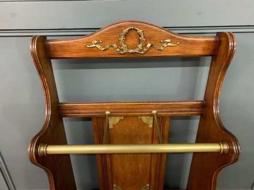 fig 2. Shoolbred Oak and Brass Stick Stand