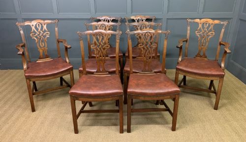 Set of 8 Mahogany Chippendale Style Dining Chairs