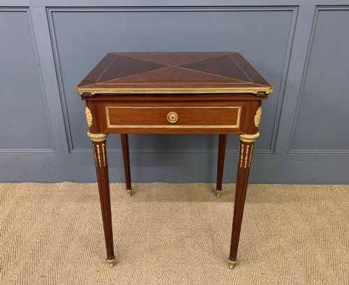 Mahogany Envelope Card Table by Lampre of Paris