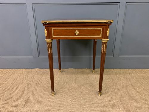 fig 1. Mahogany Envelope Card Table by Lampre of Paris