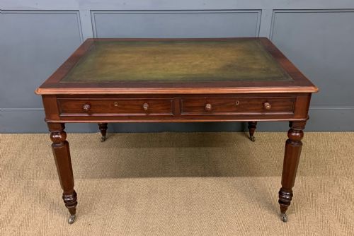 Victorian Mahogany 4 Drawer Partners Writing Table