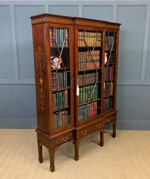 Large Inlaid Mahogany Display Bookcase