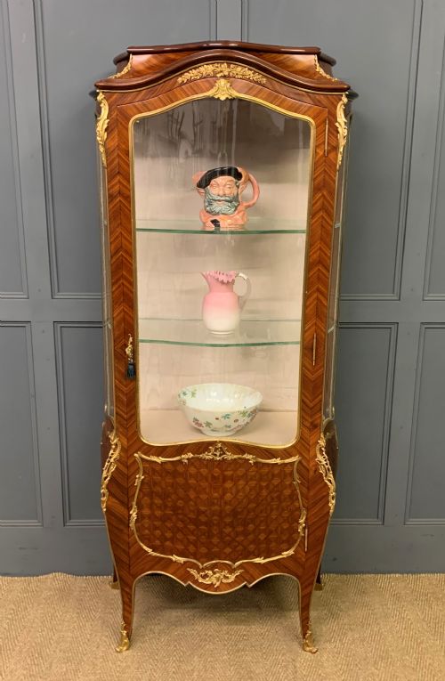 SUPERB 19TH CENTURY FRENCH KINGWOOD PARQUETRY VITRINE - ADDITIONAL PHOTO 1