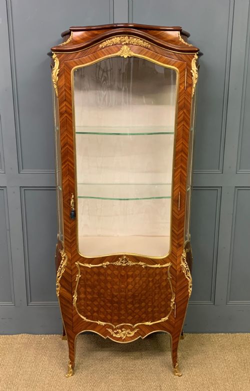SUPERB 19TH CENTURY FRENCH KINGWOOD PARQUETRY VITRINE - ADDITIONAL PHOTO 2
