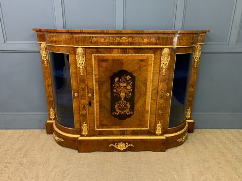 VICTORIAN BURR WALNUT MARQUETRY CREDENZA - ADDITIONAL PHOTO 1