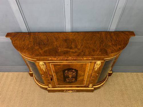 VICTORIAN BURR WALNUT MARQUETRY CREDENZA - ADDITIONAL PHOTO 2