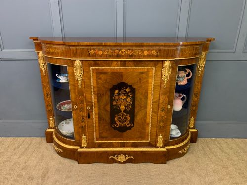 VICTORIAN BURR WALNUT MARQUETRY CREDENZA - ADDITIONAL PHOTO 12