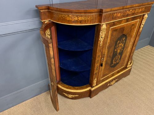 VICTORIAN BURR WALNUT MARQUETRY CREDENZA - ADDITIONAL PHOTO 13