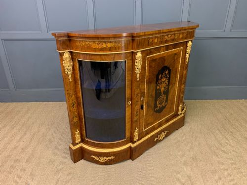 VICTORIAN BURR WALNUT MARQUETRY CREDENZA - ADDITIONAL PHOTO 14
