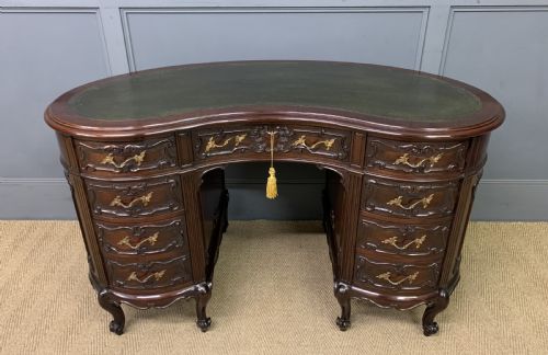Victorian Mahogany Kidney Desk by Maple & Co.