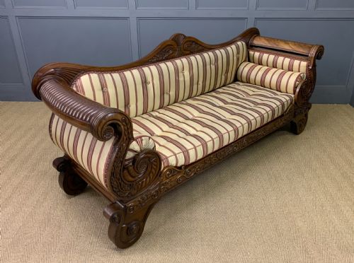 Regency Period Mahogany Scroll End Settee