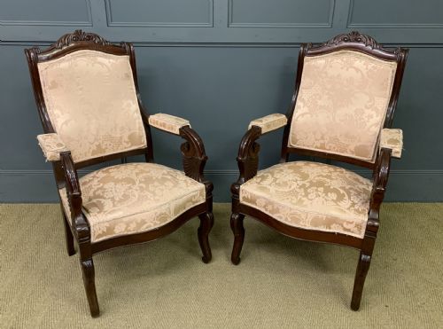 Pair of 19th Century French Mahogany Armchairs