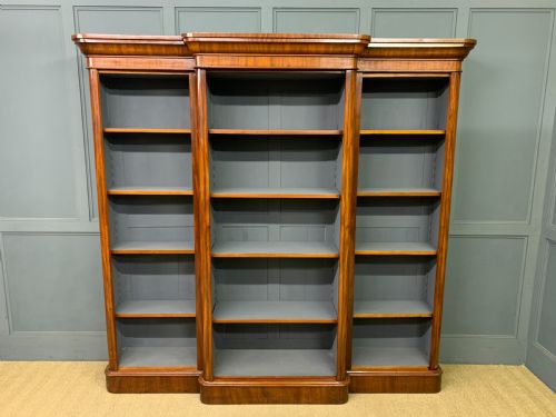 Victorian Mahogany Break Front Open Bookcase