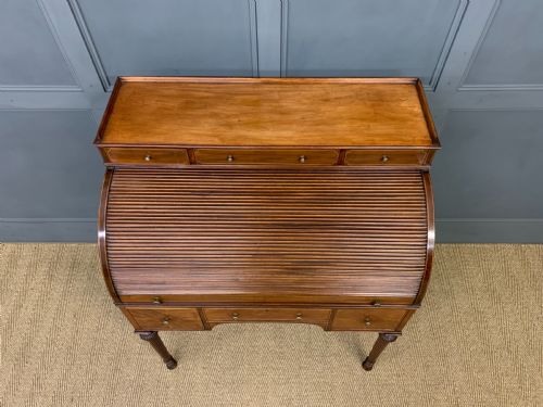 fig 2. Maple & Co. Inlaid Mahogany Tambour Cylinder Desk