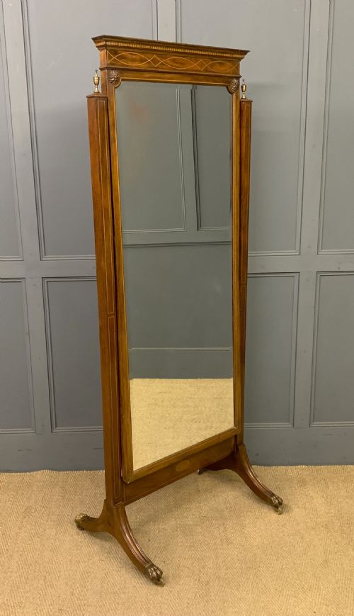 Inlaid Mahogany Cheval Mirror