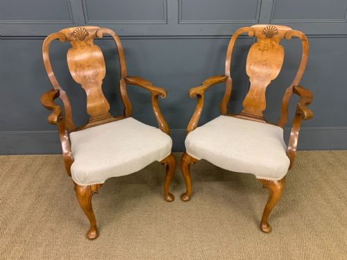 Pair of Walnut Armchairs by Maple & Co.