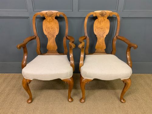 fig 1. Pair of Walnut Armchairs by Maple & Co.