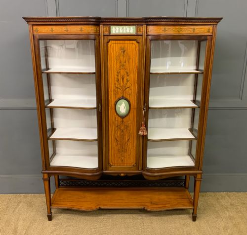 Inlaid Satinwood and Mahogany Display Cabinet