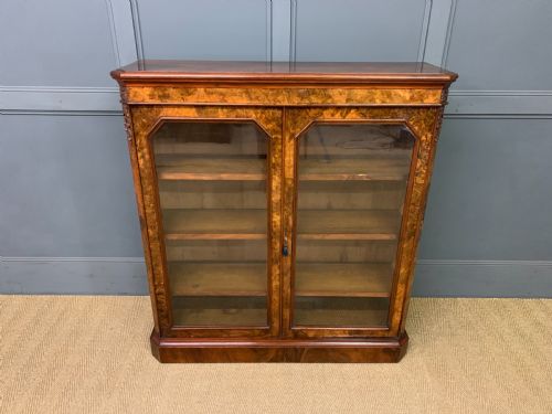 Victorian Burr Walnut Glazed Bookcase