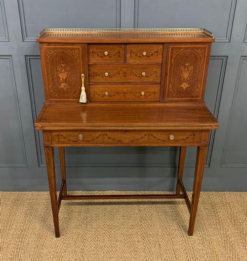 fig 1. Inlaid Mahogany Bonheur Du Jour by Jas Shoolbred and Co.