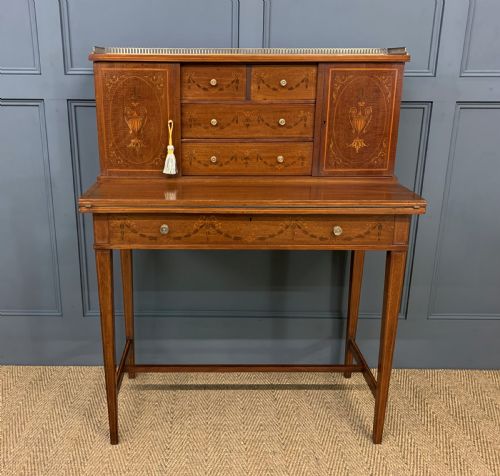 fig 2. Inlaid Mahogany Bonheur Du Jour by Jas Shoolbred and Co.
