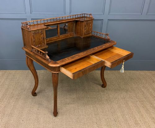 19TH CENTURY BURR WALNUT BONHEUR DU JOUR - ADDITIONAL PHOTO 12