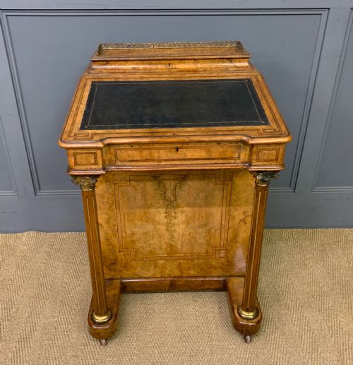 VICTORIAN INLAID BURR WALNUT DAVENPORT - ADDITIONAL PHOTO 1
