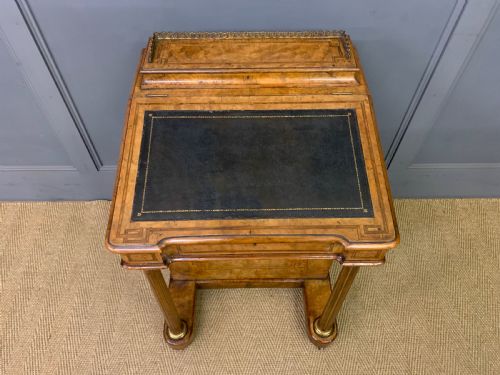 VICTORIAN INLAID BURR WALNUT DAVENPORT - ADDITIONAL PHOTO 2