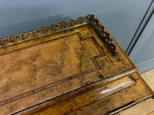 VICTORIAN INLAID BURR WALNUT DAVENPORT - ADDITIONAL PHOTO 4