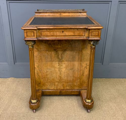 VICTORIAN INLAID BURR WALNUT DAVENPORT - ADDITIONAL PHOTO 5