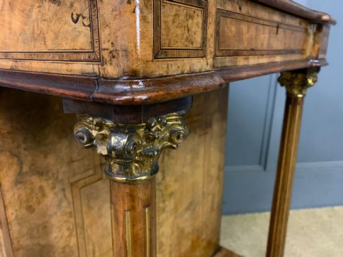 VICTORIAN INLAID BURR WALNUT DAVENPORT - ADDITIONAL PHOTO 13
