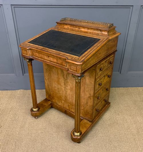 VICTORIAN INLAID BURR WALNUT DAVENPORT - ADDITIONAL PHOTO 19