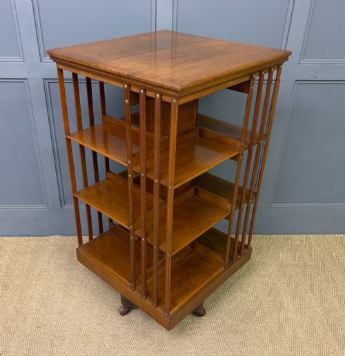 Large Sized 3 Tier Walnut Revolving Bookcase