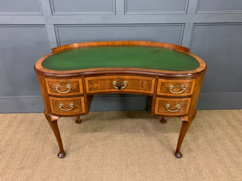 Burr Walnut Kidney Shaped Desk
