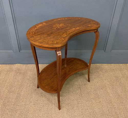 Inlaid Mahogany Kidney Shaped Table