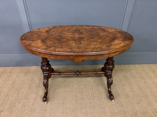 VICTORIAN INLAID BURR WALNUT STRETCHER TABLE - ADDITIONAL PHOTO 1
