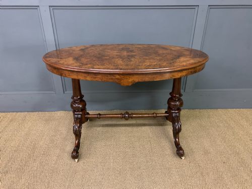 VICTORIAN INLAID BURR WALNUT STRETCHER TABLE - ADDITIONAL PHOTO 2