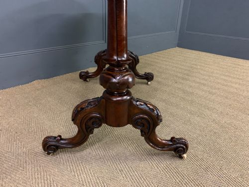 VICTORIAN INLAID BURR WALNUT STRETCHER TABLE - ADDITIONAL PHOTO 5