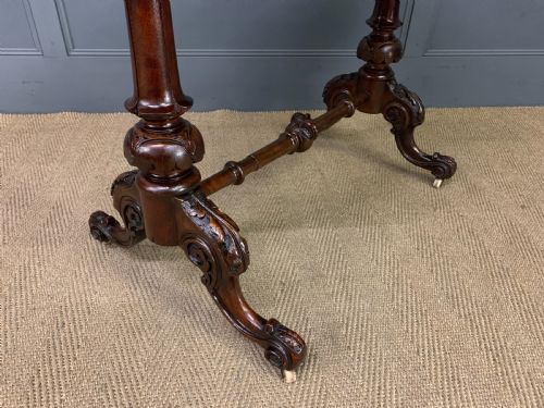 VICTORIAN INLAID BURR WALNUT STRETCHER TABLE - ADDITIONAL PHOTO 6