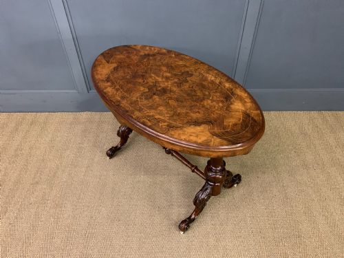 VICTORIAN INLAID BURR WALNUT STRETCHER TABLE - ADDITIONAL PHOTO 8