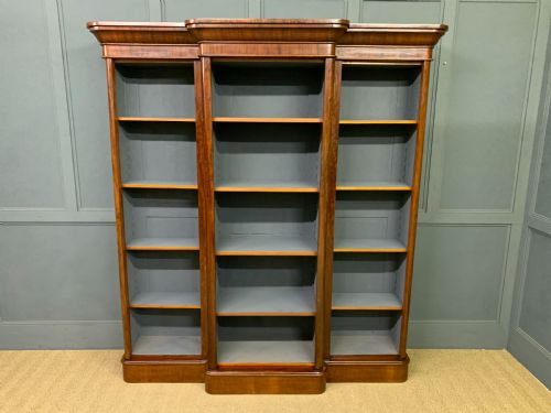 Victorian Mahogany Break Front Open Bookcase