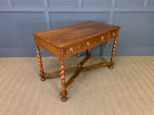WALNUT BARLEY TWIST 3 DRAWER SIDE TABLE - ADDITIONAL PHOTO 10