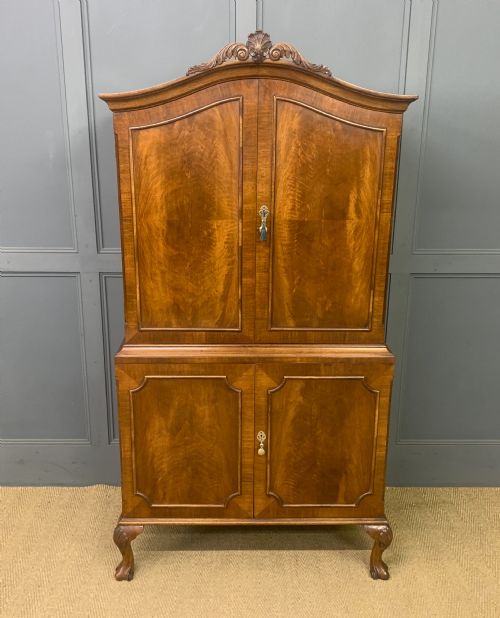 Burr Walnut Domed Top Cocktail Cabinet